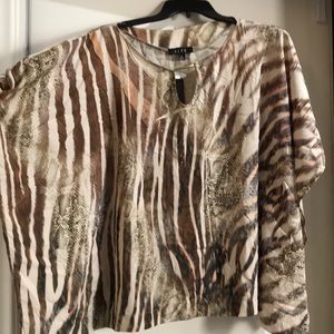 Animal print size XL poncho style  blouse bling